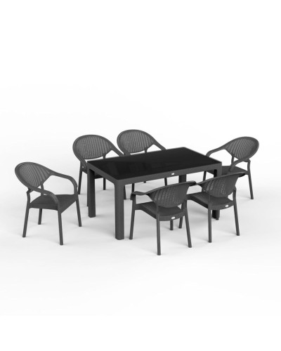 Bağ üçün mebel dəsti Florya Garden, masa ölçüsü 90x150 sm, stul ölçüsü 45x58x56x84 sm, antrasit - Florya Garden 023