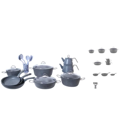 Набор кастрюль Oncu SHA-00006639, гранит, серый, 20/24/28/30 см, 24 шт