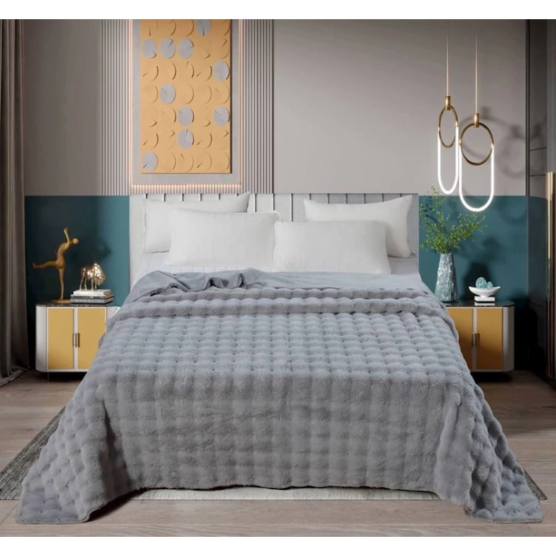 Плед Sahara SHA-000054, 240x220 см, двухстороний, серый