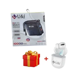 Внешний аккумулятор U&I PB-243 10000 mAh + Наушники Rock series 5013 Внешний аккумулятор U&I PB-243 10000 mAh + Наушники Rock series 5013