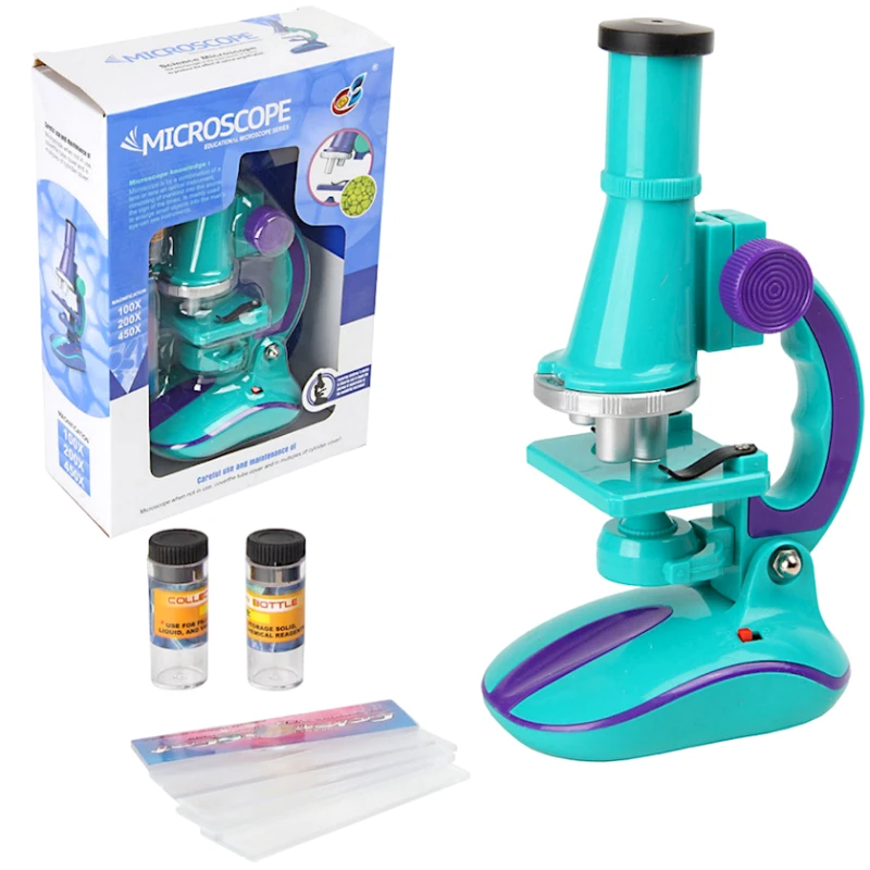 Alətlər ilə mikroskop dəsti, mavi