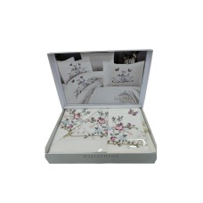 Yataq dəsti NV12 yorğan üzü 200x220 sm, mələfə 240x260 sm, 4 yastıq üzü 50x70 sm, pambıq, ağ