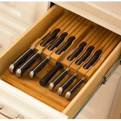 Bıcaqlar üçün rəf-orqanayzer, bambuk, qəhvəyi