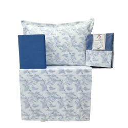 Yataq dəsti Trend Cotton TK-TC-013, birnəfərlik, pambıq, ağ/göy