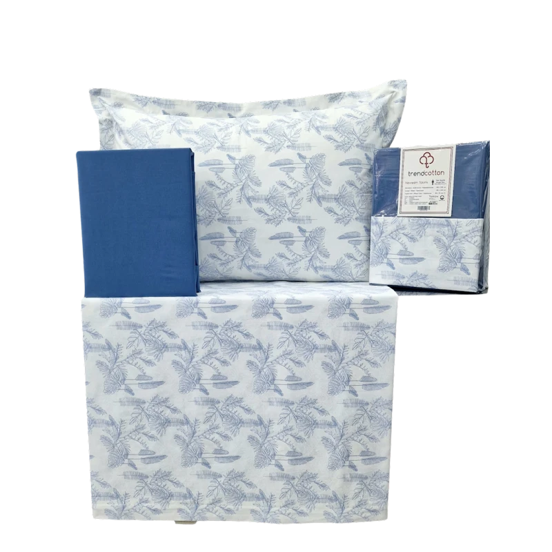 Комплект постельного белья Trend Cotton TK-TC-013, односпальный, хлопок, белый/синий