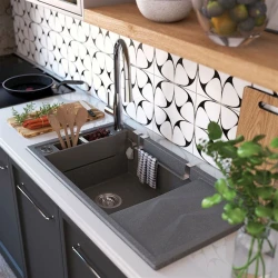 Кухонная мойка Deante Magnetic ZRM_S113, гранит, серая, 82x50x21.9 см