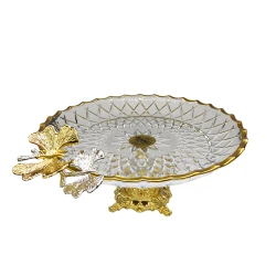 Подставка для пирожных Banu NH-BN321, 28х14 см, стекло/металл, прозрачный/золотистый Подставка для пирожных Banu NH-BN321, 28х14 см, стекло/металл, прозрачный/золотистый