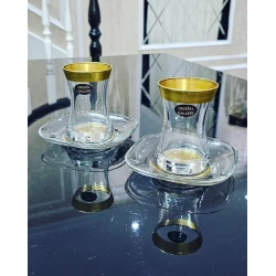 Набор чайный Gallery Home GLR-120, прозрачный/золотистый, 12 предметов, 6 персон