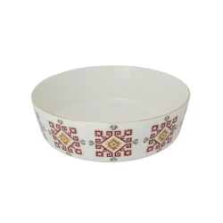 Миска Porland Arabesque 04ALM006041, 24 см, фарфор, белая/красная
