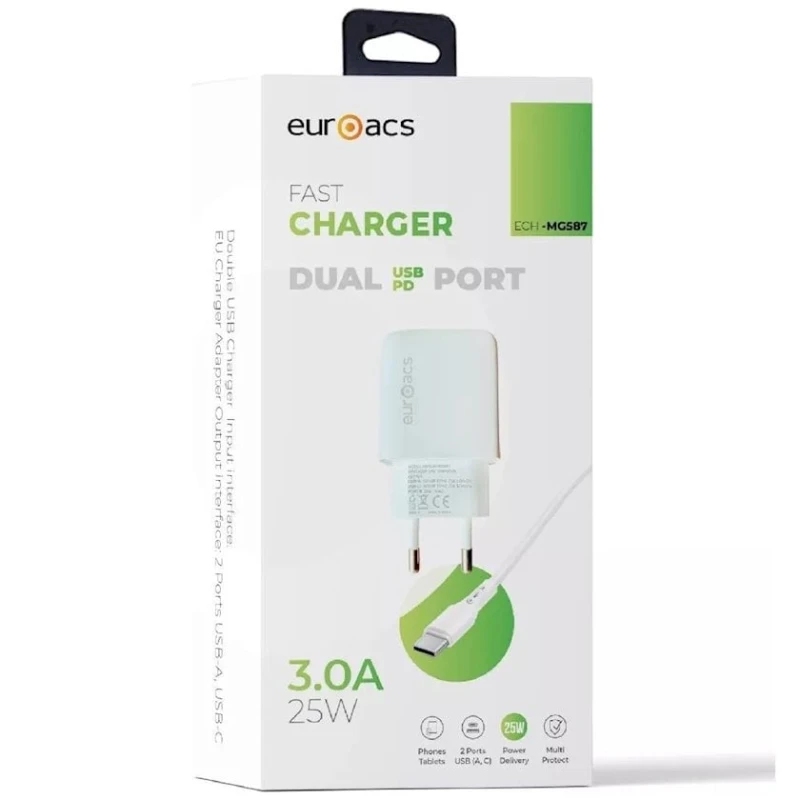 Сетевое зарядное устройство Euroacs ECH MG587 QC C 25 W