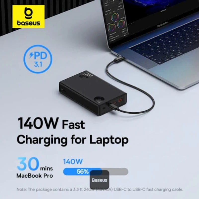 Внешний аккумулятор Baseus Adaman 24000 mAh 140W Black