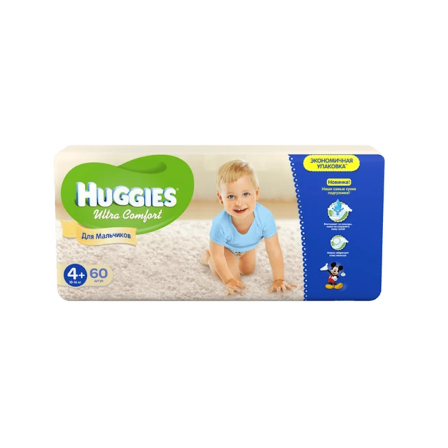 Подгузники Huggies Ultra Comfort 4+ для мальчиков 60 шт