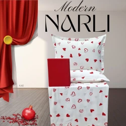 Комплект постельного белья Narlı 1180, пододеяльник 200x220 см, простыня 240х260 см, наволочки 50х70 см, двуспальный, хлопок, разноцветный