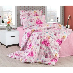 Uşaq yataq dəsti Sahara SHA-000092, yorğan üzü 160x220 sm, mələfə 160x240 sm, yastıq üzü 50x70 sm, pambıq, çəhrayı