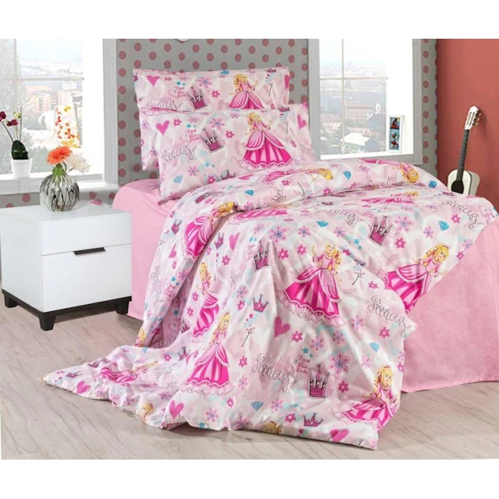 Uşaq yataq dəsti Sahara SHA-000092, yorğan üzü 160x220 sm, mələfə 160x240 sm, yastıq üzü 50x70 sm, pambıq, çəhrayı