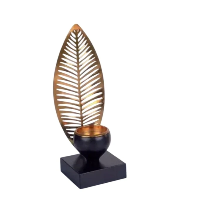 Подсвечник Dekor_444, черный/золотистый