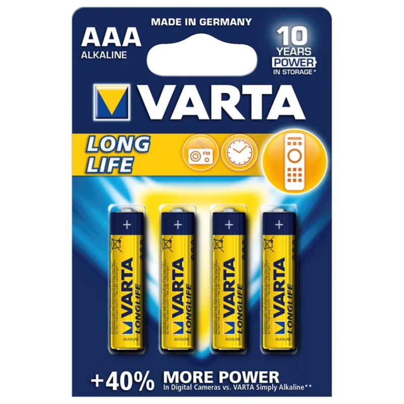 Батарейка Varta Longlife Extra LR03 AAA, 4 шт Батарейка Varta Longlife Extra LR03 AAA, 4 шт