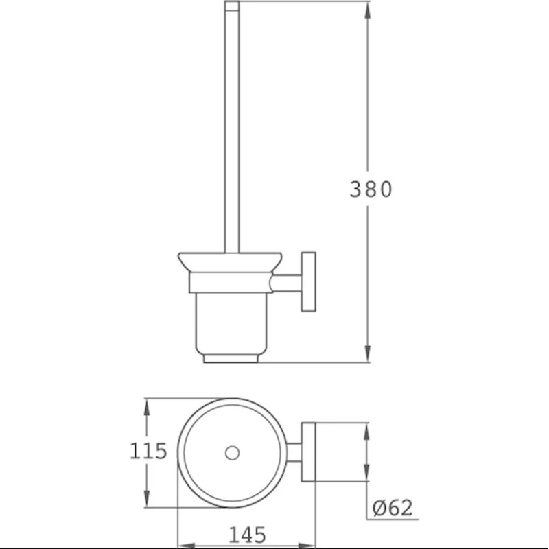 Ершик для унитаза Teka Alaior 17068020N2, настенный, со стеклянным контейнером, черный Ершик для унитаза Teka Alaior 17068020N2, настенный, со стеклянным контейнером, черный