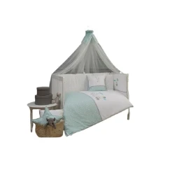 Навес для детской кроватки Funna baby Paris Party, 5 м, тюль, белый/зеленый