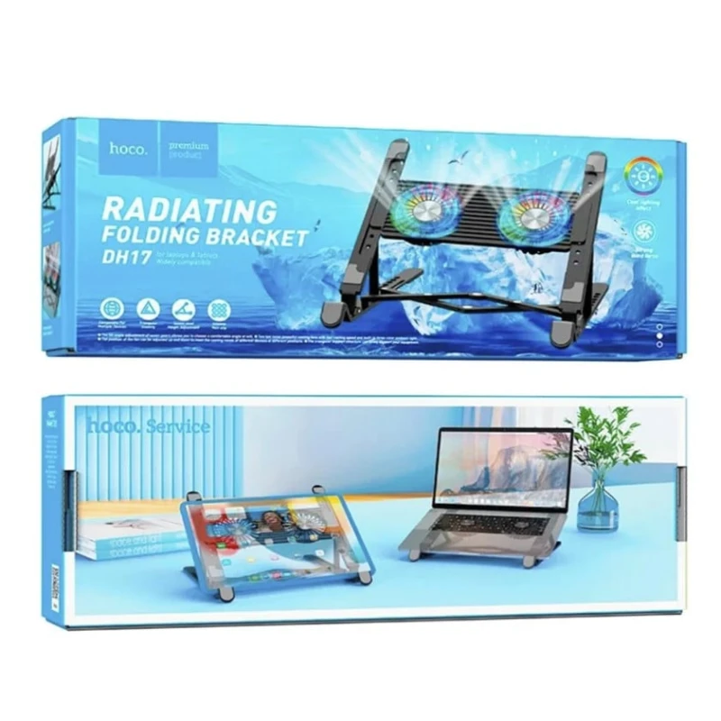 Подставка для ноутбука с охлаждением Hoco DH17 2 RGB Подставка для ноутбука с охлаждением Hoco DH17 2 RGB