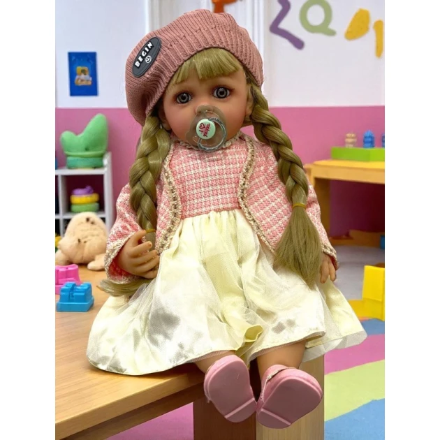 Kukla Reborn M4924 pencəkli, çəhrayı, 55 sm