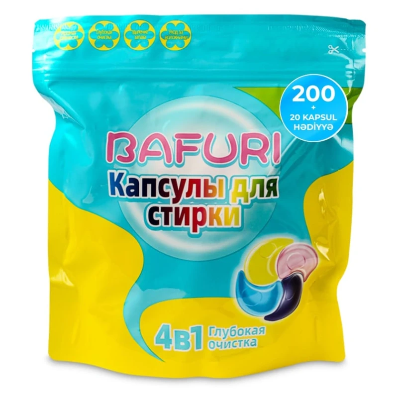 Капсулы для стирки Bafuri 4in1 Universal, 200 шт Капсулы для стирки Bafuri 4in1 Universal, 200 шт