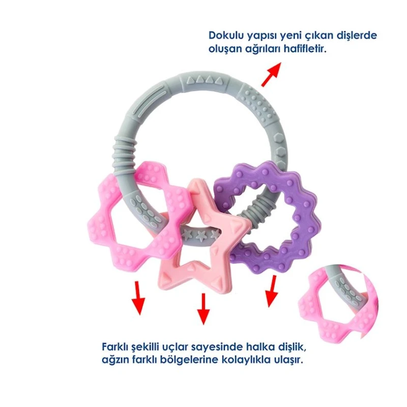 Прорезыватель Babyjem, силикон, серый/розовый