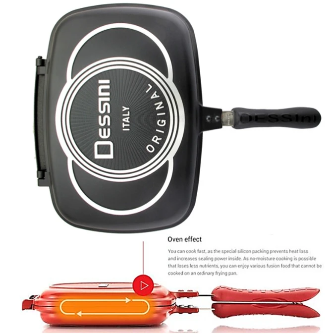 İkitərəfli tava Dessini Dp-32001RAX, alüminium, qara, 32 sm