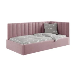 Односпальная кровать Art_tek_yataq 60, ламинат/текстиль, розовая, 200x85x90 см