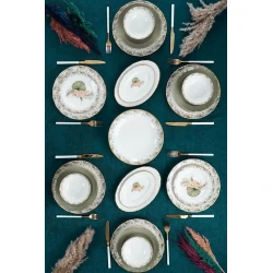 Сервиз обеденный Acar Arizona, 29 предметов, 6 персон, керамика, зеленый/белый Сервиз обеденный Acar Arizona, 29 предметов, 6 персон, керамика, зеленый/белый