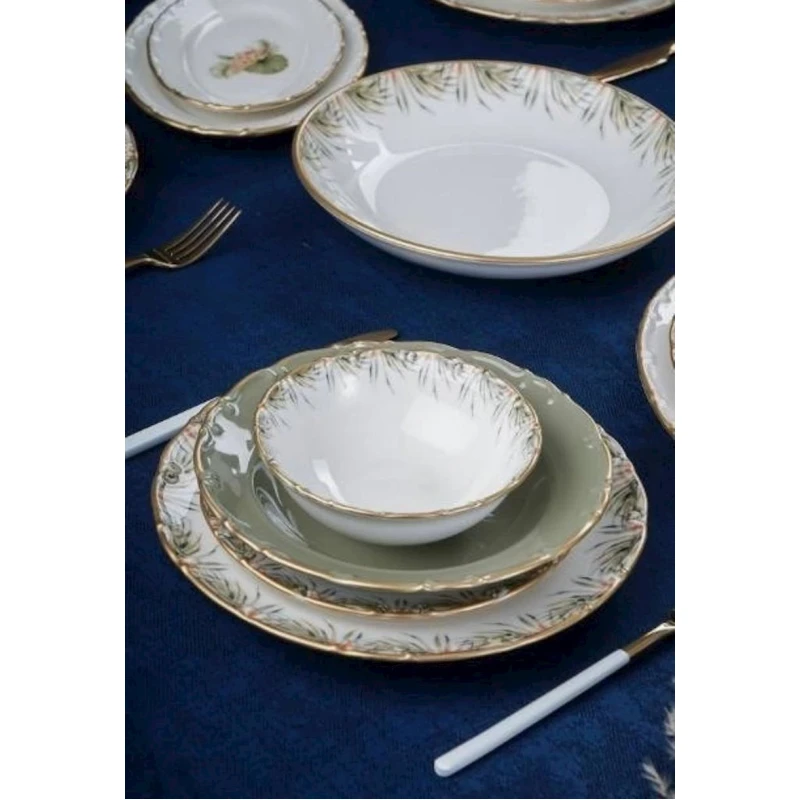 Сервиз обеденный Acar Arizona, 29 предметов, 6 персон, керамика, зеленый/белый Сервиз обеденный Acar Arizona, 29 предметов, 6 персон, керамика, зеленый/белый