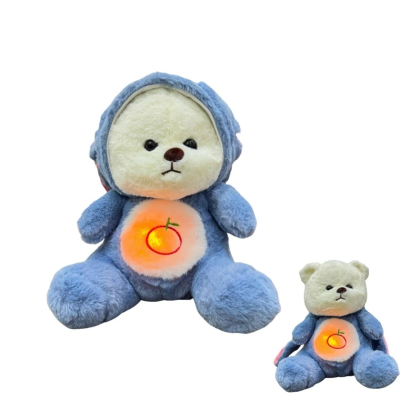 Yumşaq oyuncaq nəfəs alan papaqlı ayı, çıxarıla bilən papaq, musiqili, mexanik qarın hərəkətli, 3 funksiyalı - PAN-8226