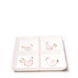 Менажница Hom-me Pulcino rossa 100293, 20х20х2.9 см, керамика, белая