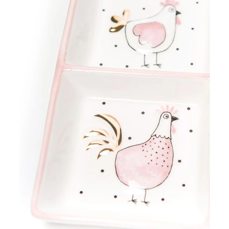 Менажница Hom-me Pulcino rossa 100293, 20х20х2.9 см, керамика, белая