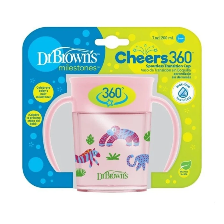 Поильник Dr.Brown's Cheers 360°, 200 мл, розовый