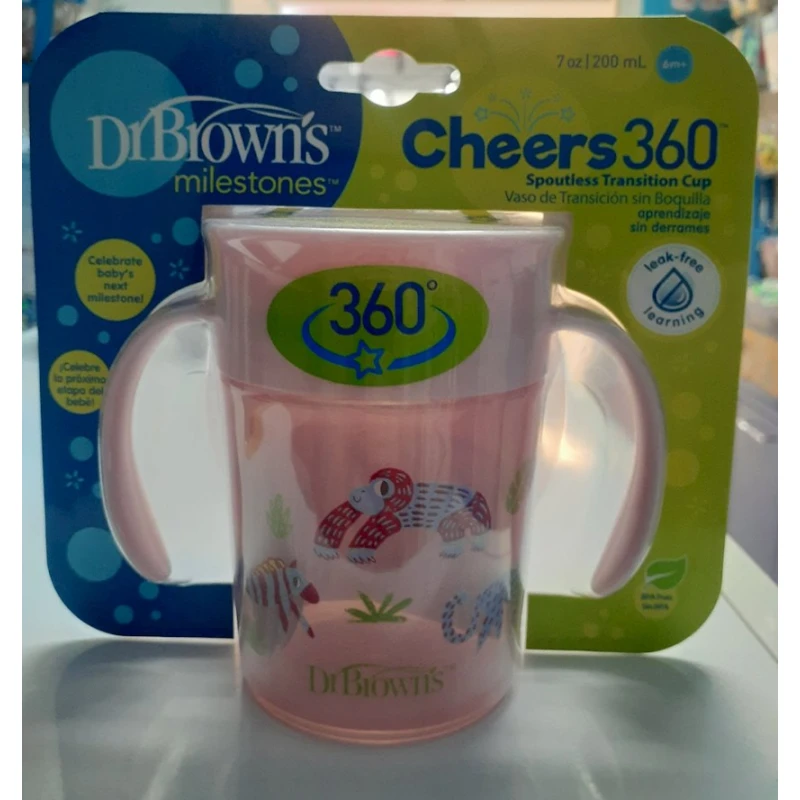 Поильник Dr.Brown's Cheers 360°, 200 мл, розовый