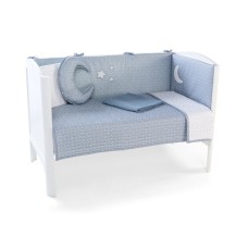 Uşaq yataq dəsti Funna baby Stars, 7 hissə, yorğan üzü 90x120 sm, iç yorğan 90x120 sm, baş üçün qoruma 40x60 sm, yan qoruma 40x120 sm - 2 əd, mələfə, yastıq üzü 35x45 sm, pambıq, boz