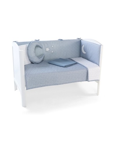 Uşaq yataq dəsti Funna baby Stars, 7 hissə, yorğan üzü 90x120 sm, iç yorğan 90x120 sm, baş üçün qoruma 40x60 sm, yan qoruma 40x120 sm - 2 əd, mələfə, yastıq üzü 35x45 sm, pambıq, boz