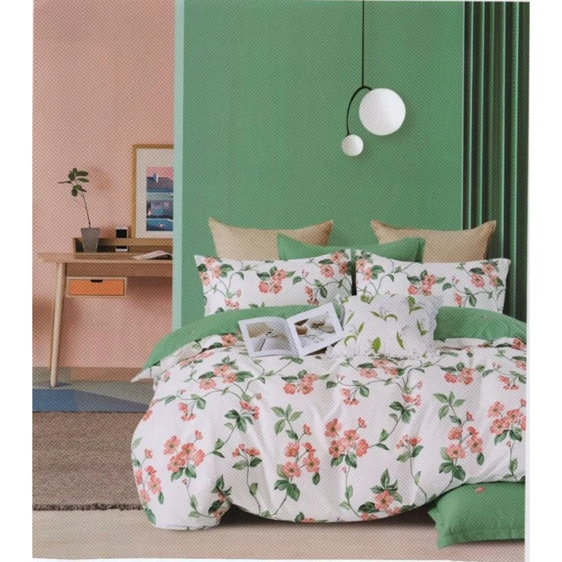 Комплект постельного белья First Home ET-1337, пододеяльник 160х220, простыня 240х250, наволочки 50х70, двуспальный, голубой