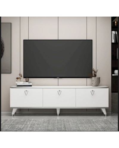 TV üçün tumba TV Stend 016, LDSP, ağ, 180x55x33 sm