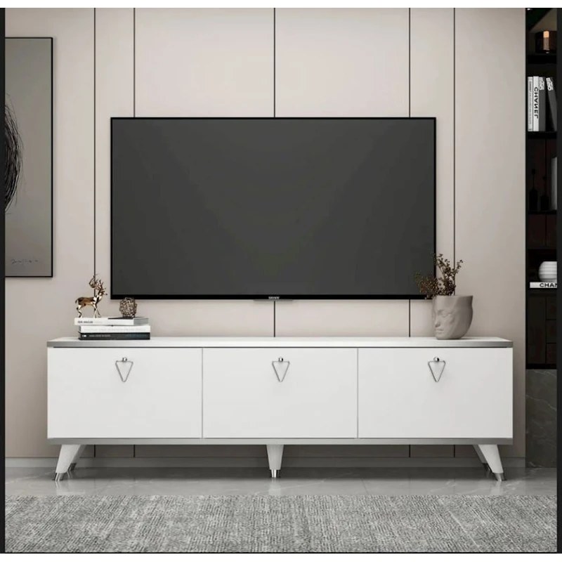 Тумба под ТВ TV Stend 016, ЛДСП, белый, 180x55x33 см Тумба под ТВ TV Stend 016, ЛДСП, белый, 180x55x33 см