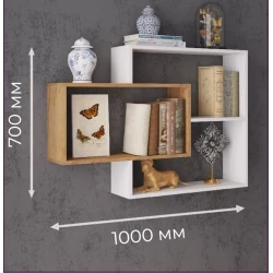 Полка настенная Art Mebel 53, ламинат, 70х100х16 см, белая/коричневая Полка настенная Art Mebel 53, ламинат, 70х100х16 см, белая/коричневая
