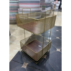 Этажерка для фруктов и овощей İQ-TZ-009, 2 полки, металл, золотистая Этажерка для фруктов и овощей İQ-TZ-009, 2 полки, металл, золотистая