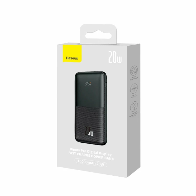 Xarici akkumulyator Baseus Bipow Pro Digital Display Fast Charge Power Bank 10000mAh 20W PPBD040101 Black Xarici akkumulyator Baseus Bipow Pro Digital Display Fast Charge Power Bank 10000mAh 20W PPBD040101 Black
