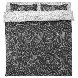 Yataq dəsti JYSK Paula, yorğan üzü 200x220, mələfə 240x260, 2 yastıq üzü 50x70, ikinəfərlik, perkal, boz/ağ