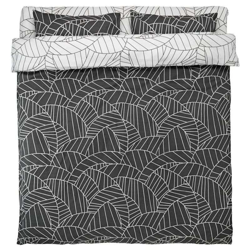 Комплект постельного белья JYSK Paula, пододеяльник 200x220, простыня 240x260, 2 наволочки 50x70, двуспальный, перкаль, серый/белый