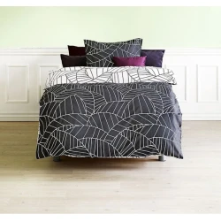 Yataq dəsti JYSK Paula, yorğan üzü 200x220, mələfə 240x260, 2 yastıq üzü 50x70, ikinəfərlik, perkal, boz/ağ