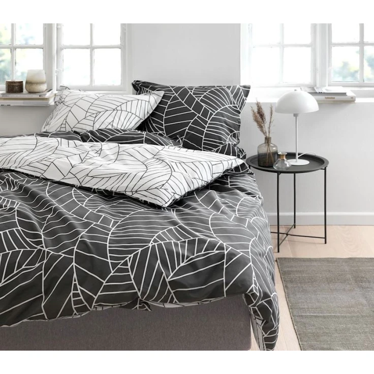 Комплект постельного белья JYSK Paula, пододеяльник 200x220, простыня 240x260, 2 наволочки 50x70, двуспальный, перкаль, серый/белый