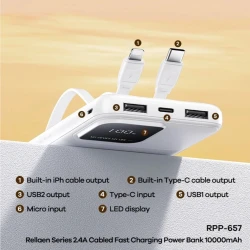 Xarici akkumulyator Remax RPP-657 10000 mAh, Ağ