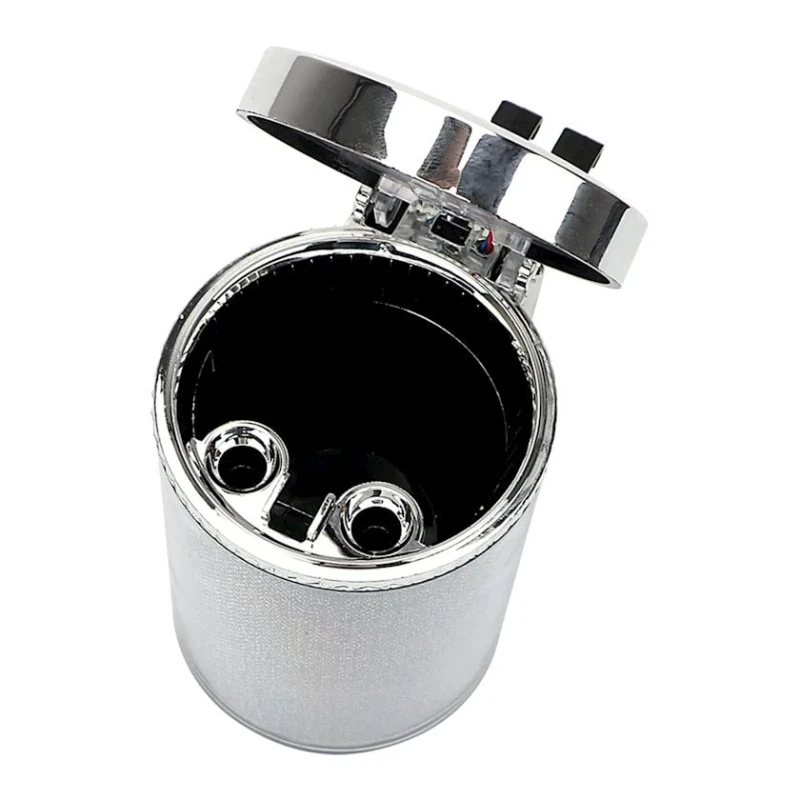 Автомобильная пепельница RGB, 10x6.5x6.5 см, серебристая